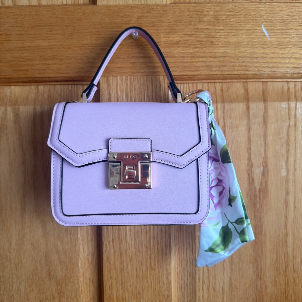 Aldo Pastel Purple Mini Bag with Floral Scarf